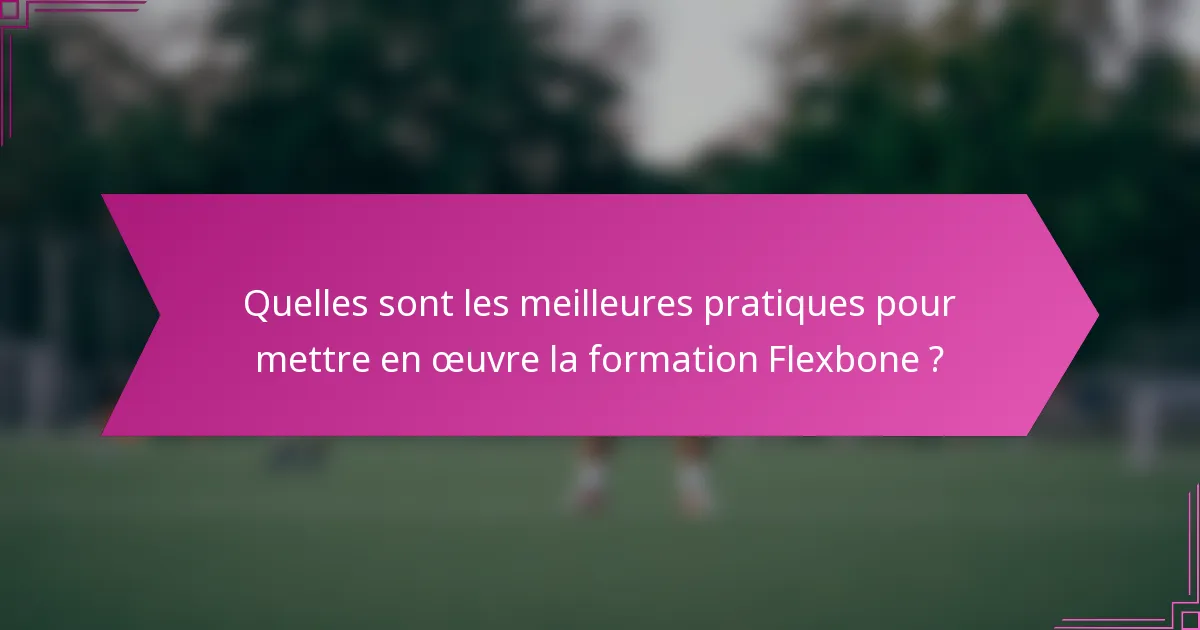 Quelles sont les meilleures pratiques pour mettre en œuvre la formation Flexbone ?